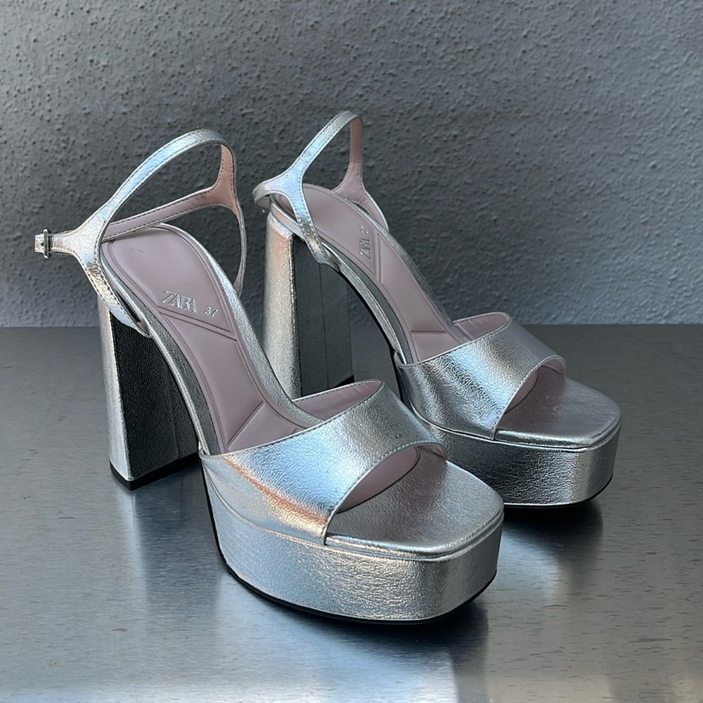 Silver Zara platform heels